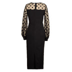 Women's Clothing Dot Mesh Patchwork Waist-slimming Sheath Long Sleeve Dress The Max Mall