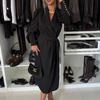 High Waist Long Sleeve Dress - Polyester The Max Mall