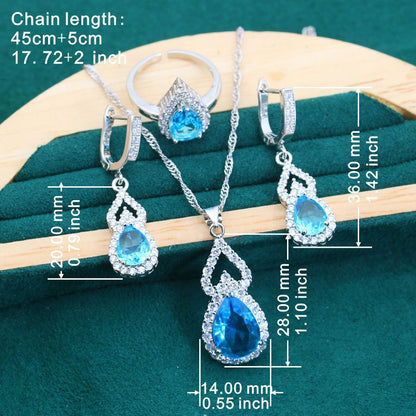 Copper Zircon Jewelry Set - 3 Pieces