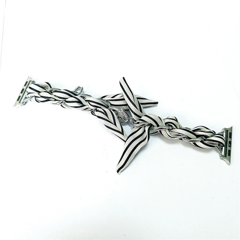 Silk Scarf Metal Watch Strap