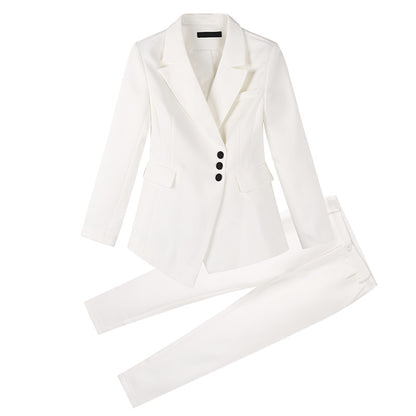 Women's White Slim Pant Suit
