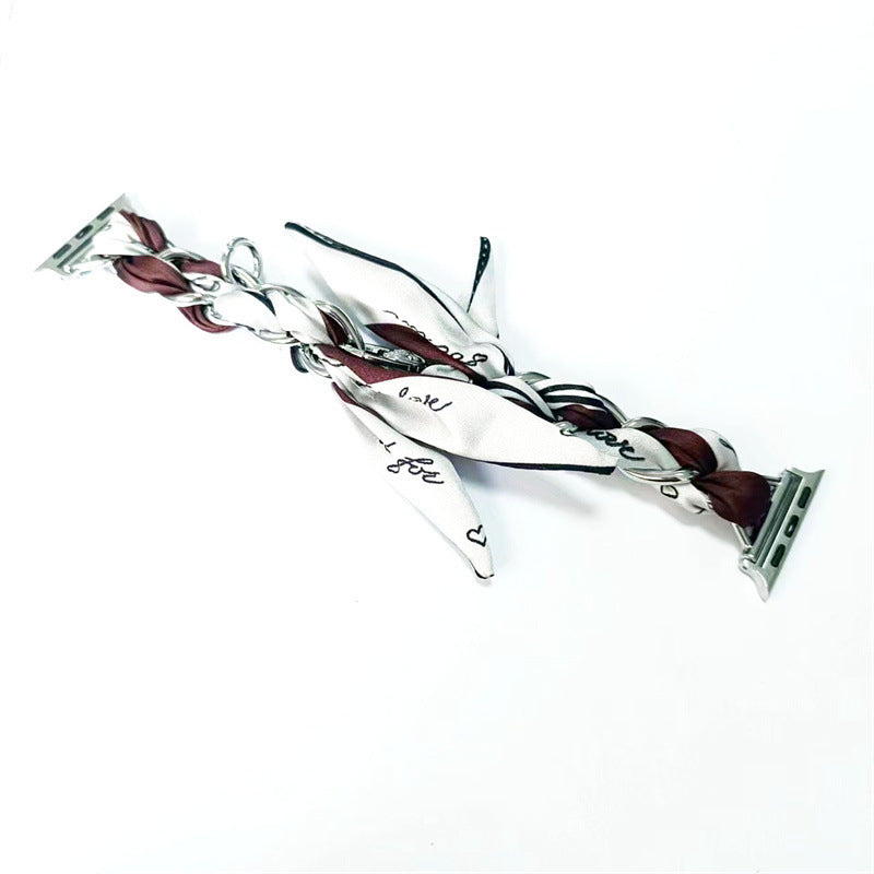 Silk Scarf Metal Watch Strap