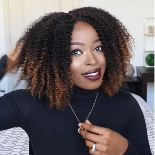 High Temperature Silk Curly Wig - Long Bangs Heat Resistant Hair
