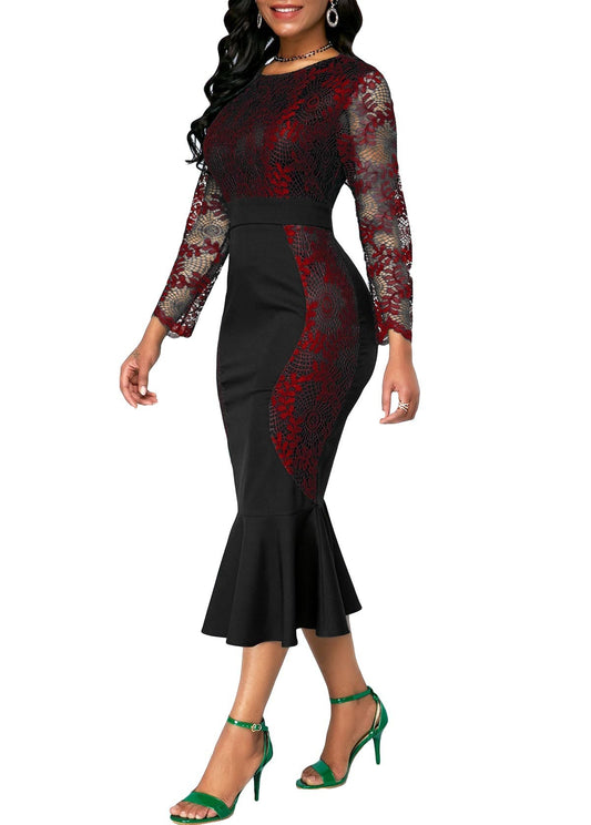 Sweet Lace Fishtail Dress - Embroidered