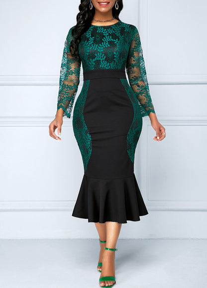Sweet Lace Fishtail Dress - Embroidered