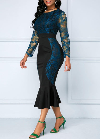 Sweet Lace Fishtail Dress - Embroidered