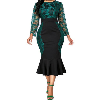Sweet Lace Fishtail Dress - Embroidered