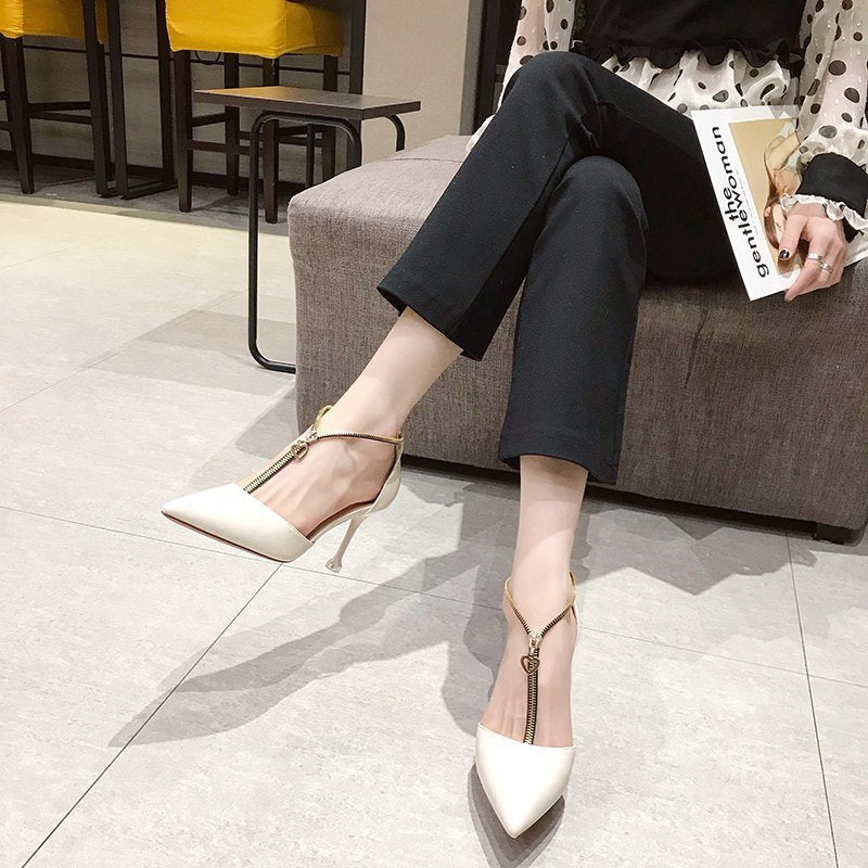 Korean Hollow Sandals - Pointed Toe PU