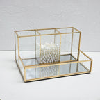 Glass Makeup Organizer Bathroom Cosmetic Organizer With Golden The Max Mall