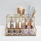 Glass Makeup Organizer Bathroom Cosmetic Organizer With Golden The Max Mall