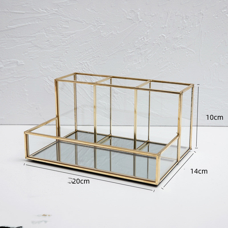Glass Makeup Organizer Bathroom Cosmetic Organizer With Golden The Max Mall
