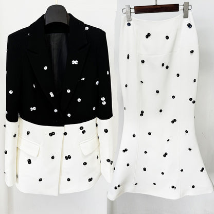 Women's Polka Dot Polyester Suit Set