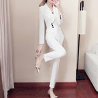 Women's White Slim Pant Suit The Max Mall