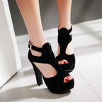 Roman Style Suede Sandals - Fish Mouth The Max Mall