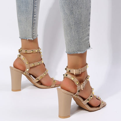 European Roman Sandals - Square Toe PU