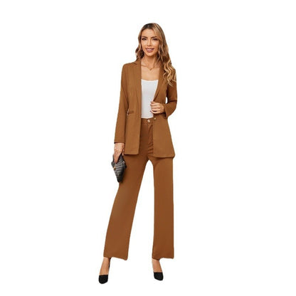 Women's Solid Color Polyester Commuting Suit Set