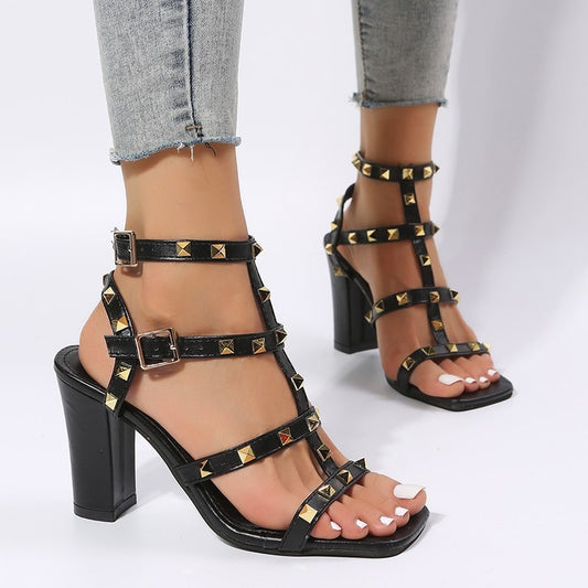 European Roman Sandals - Square Toe PU