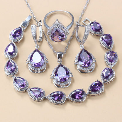 Diamond Treated Copper Jewelry Set - 4 Piece