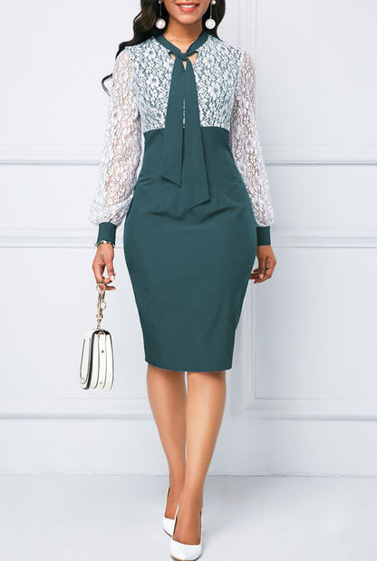 Milk Silk Lace Office Dress