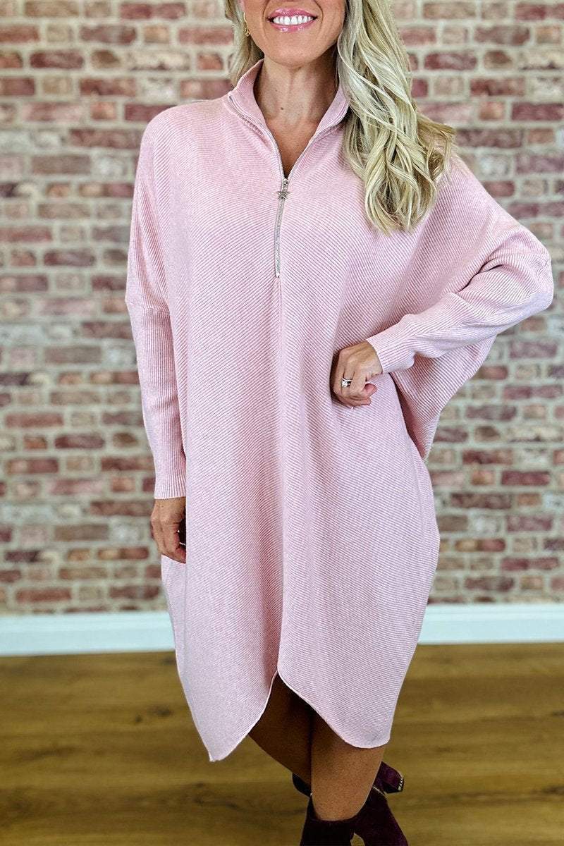 Knitted Loose Dress - Solid Color