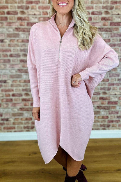 Knitted Loose Dress - Solid Color