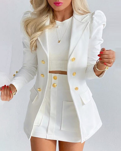 Women's Polyester Print Skirt Suit Set