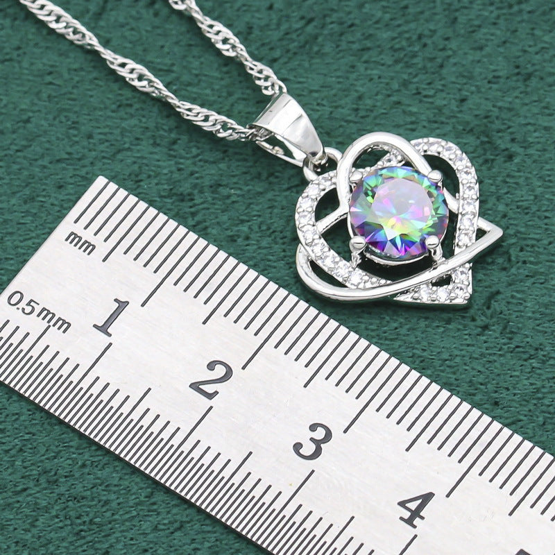 Retro Zircon Jewelry Set - 4 Piece Collection