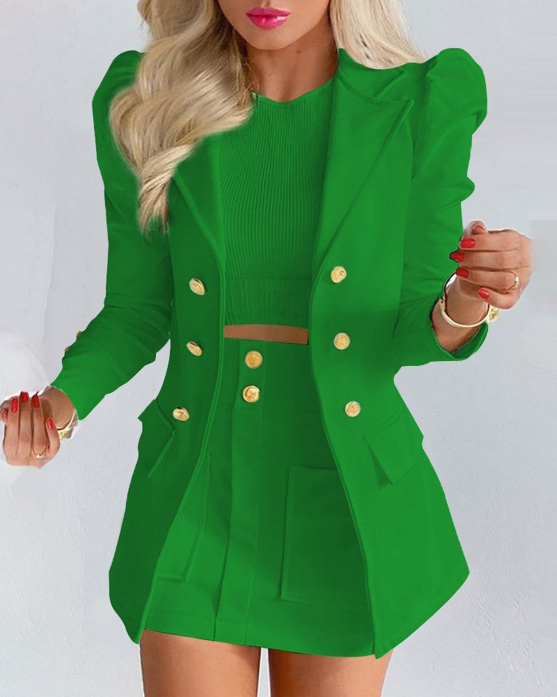 Women's Polyester Print Skirt Suit Set