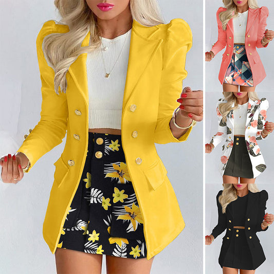 Women's Polyester Print Skirt Suit Set
