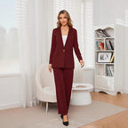 Women's Solid Color Polyester Commuting Suit Set The Max Mall