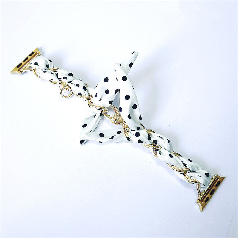Silk Scarf Metal Watch Strap