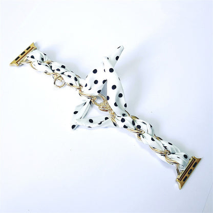 Silk Scarf Metal Watch Strap