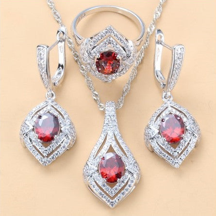 Diamond Treatment Mixed Gem Water Wave Chain Jewelry Set