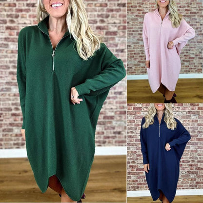 Knitted Loose Dress - Solid Color