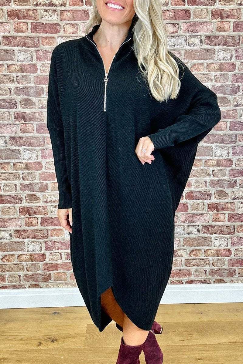 Knitted Loose Dress - Solid Color