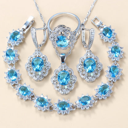 Women's Zircon Jewelry Set - Water Wave Chain