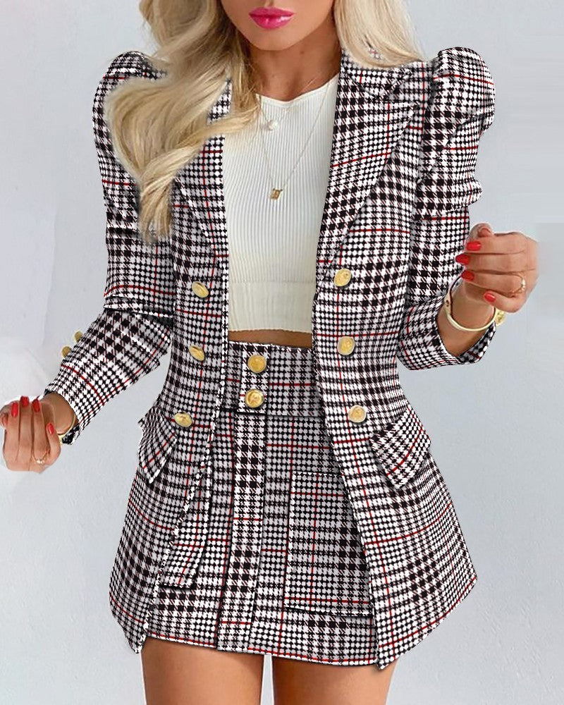 Women's Polyester Print Skirt Suit Set