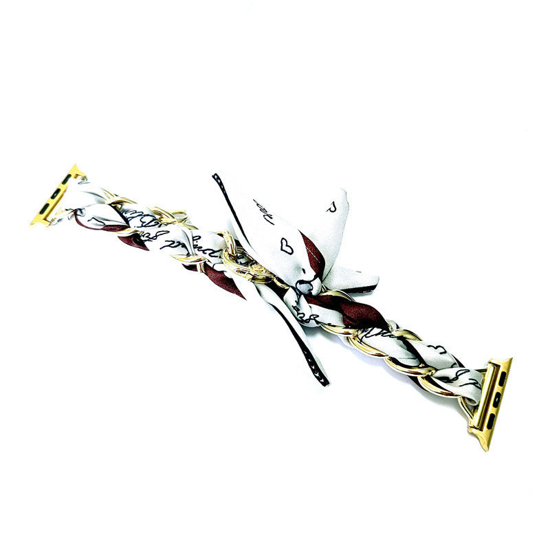 Silk Scarf Metal Watch Strap