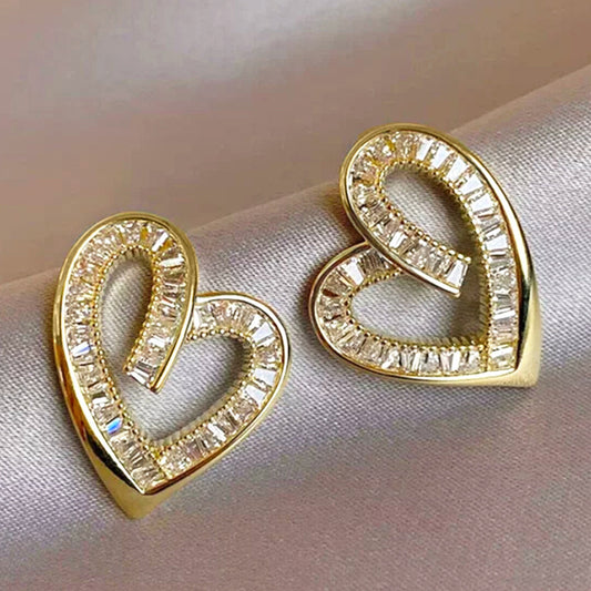 Zircon Heart Shape Pastoral Earrings