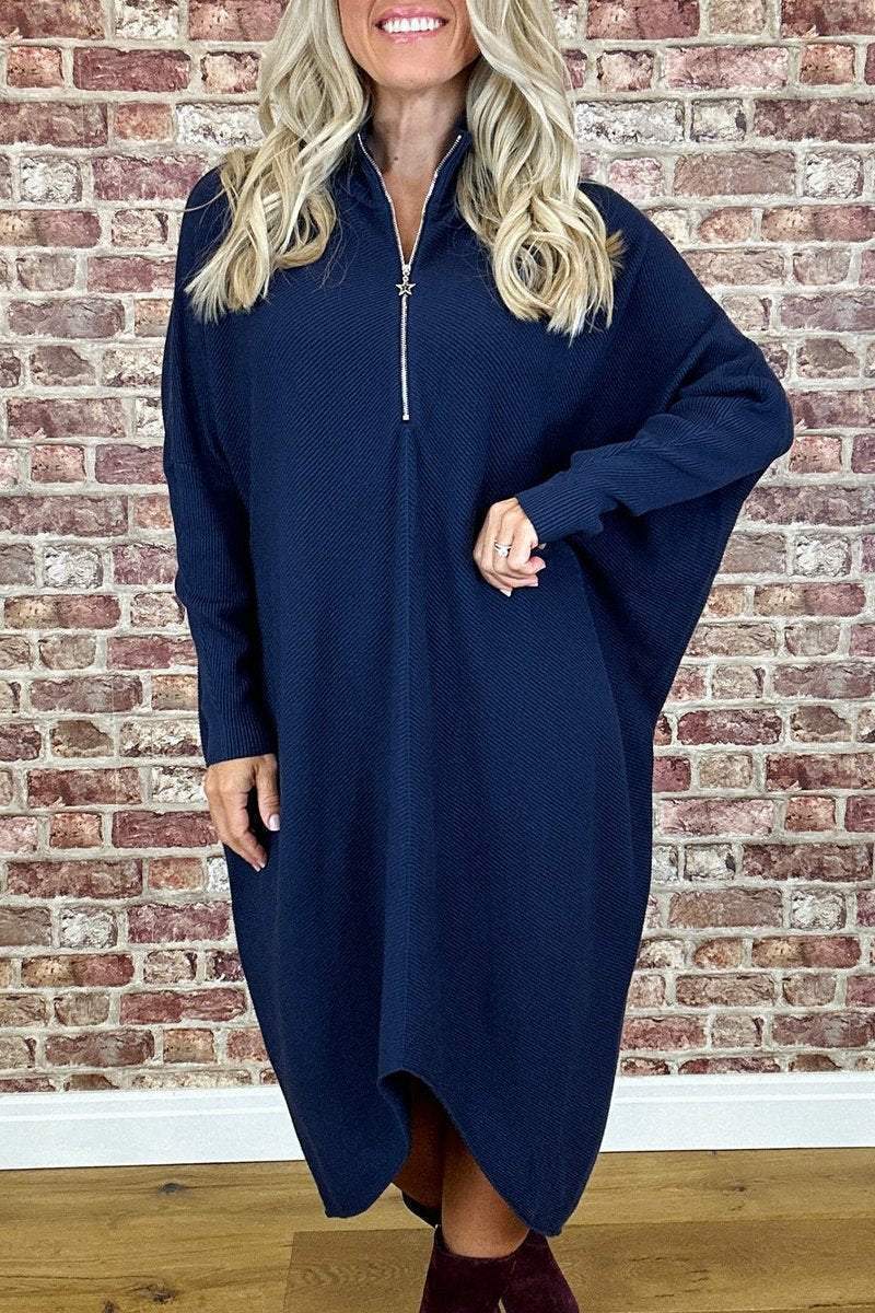 Knitted Loose Dress - Solid Color