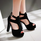 Roman Style Suede Sandals - Fish Mouth The Max Mall
