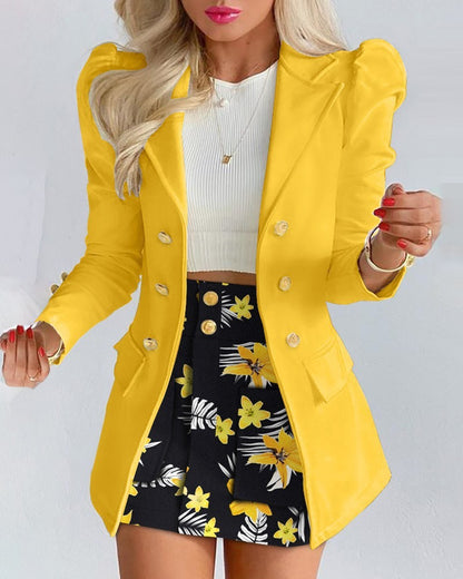 Women's Polyester Print Skirt Suit Set