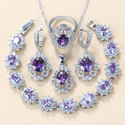 Women's Zircon Jewelry Set - Water Wave Chain