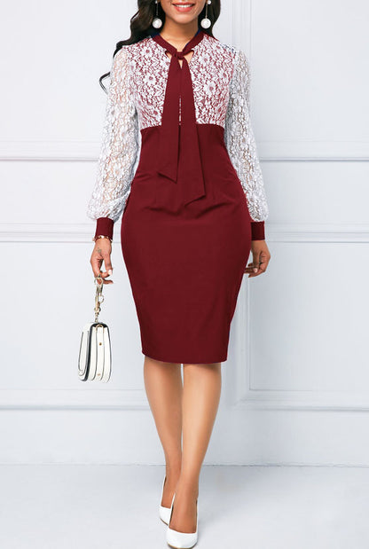 Milk Silk Lace Office Dress