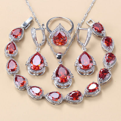 Diamond Treated Copper Jewelry Set - 4 Piece