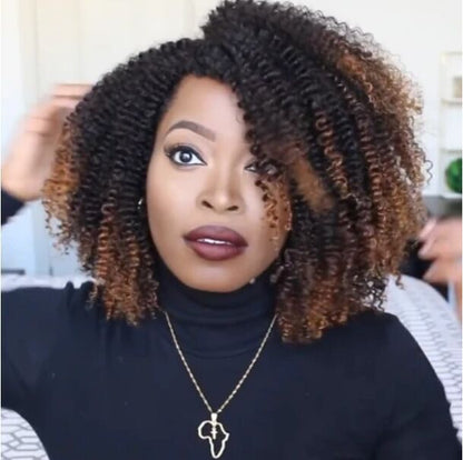 High Temperature Silk Curly Wig - Long Bangs Heat Resistant Hair