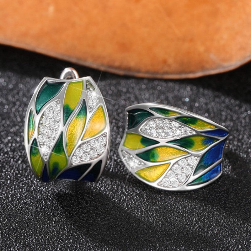 Dripping Oil Leaf Pastoral Earrings