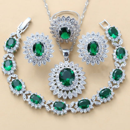 Copper Gem Jewelry Set - 4 Piece Water Wave