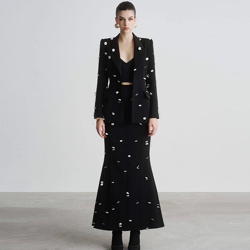 Women's Polka Dot Polyester Suit Set
