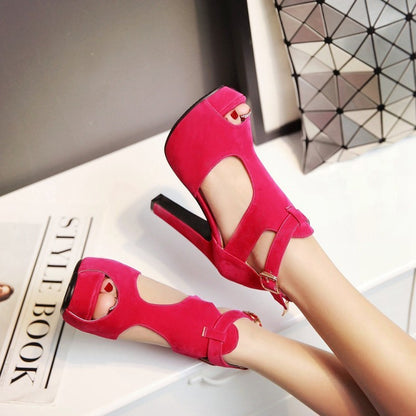 Roman Style Suede Sandals - Fish Mouth